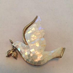 Vintage Liz Claiborne mother of pearl dove pin